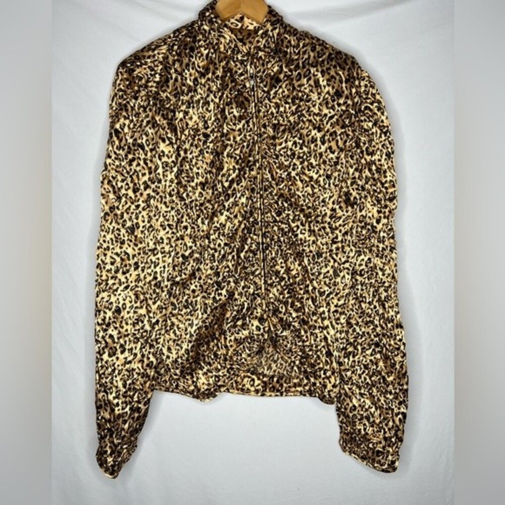 MSK women's L sparkle Lepord print zip up dress jacket Size M